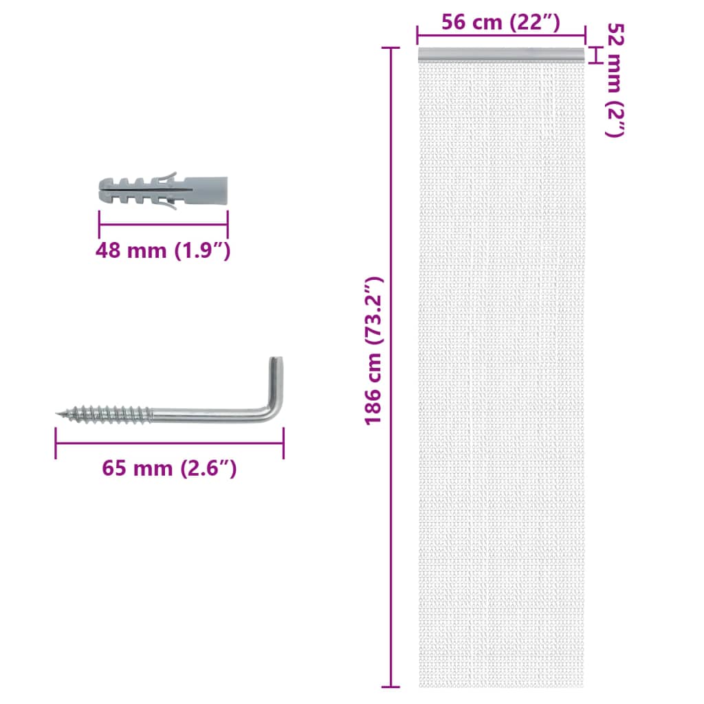 insektskærm til dør 56x186 cm aluminium