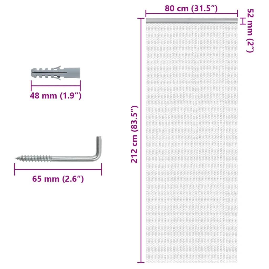 insektskærm til dør 80x212 cm aluminium