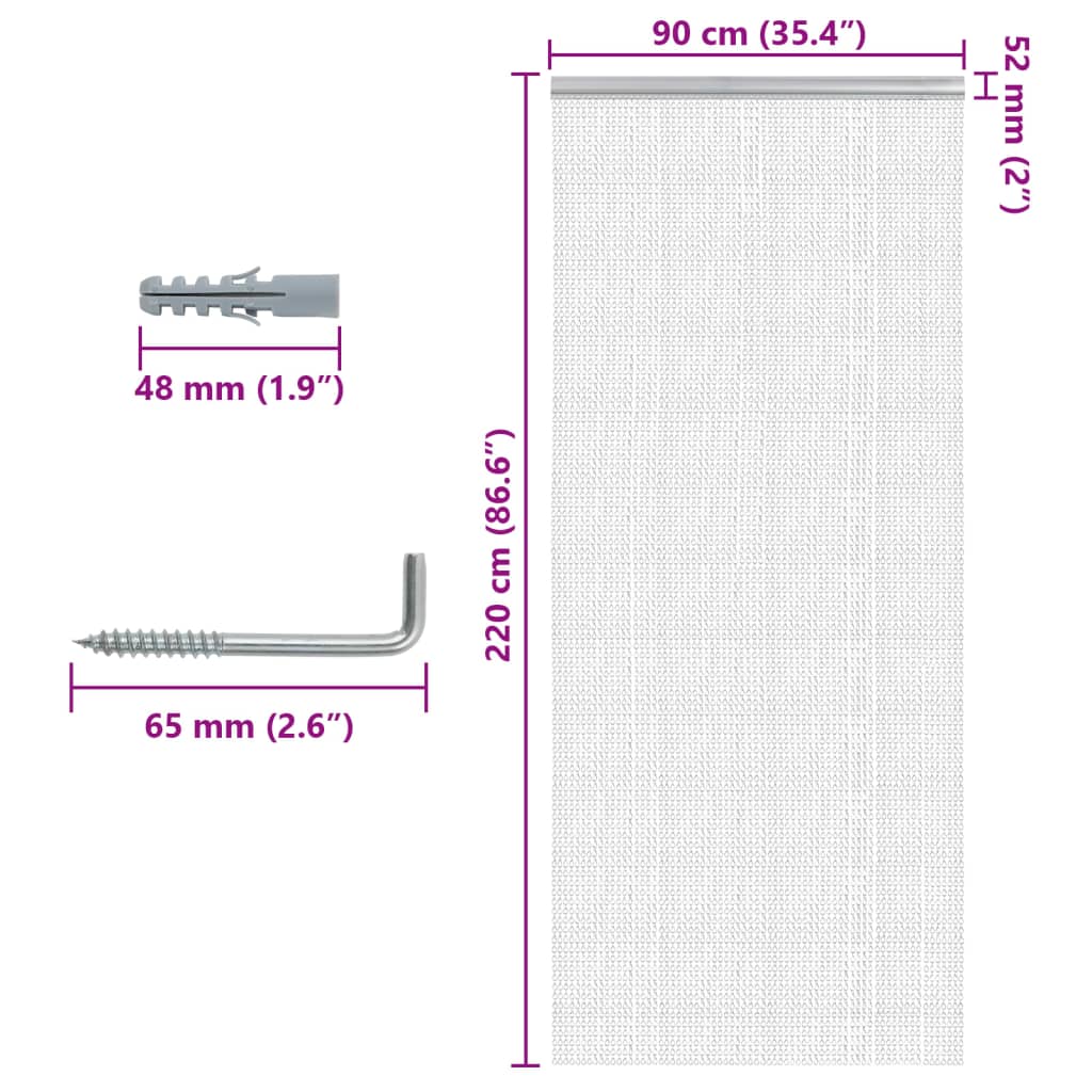 insektskærm til dør 90x220 cm aluminium