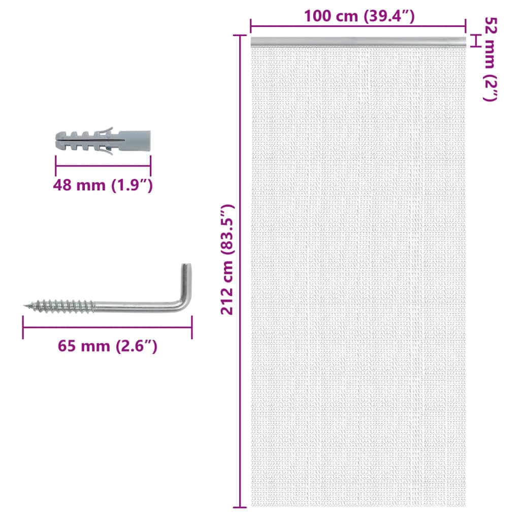 insektskærm til dør 100x212 cm aluminium