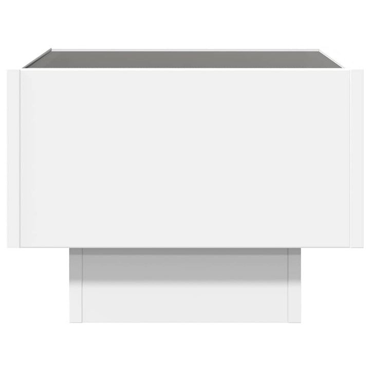 sidebord med LED-lys 40x40x30 cm konstrueret træ hvid