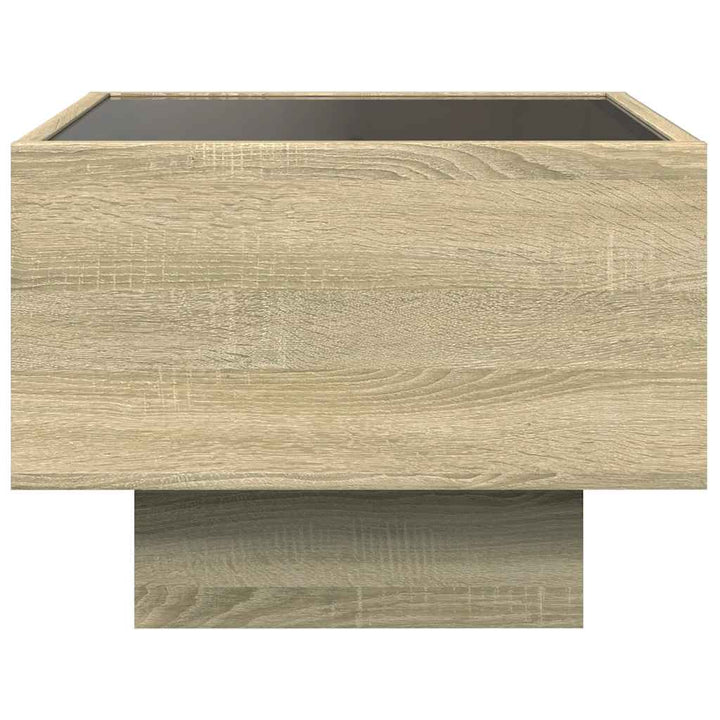 sidebord med LED-lys 40x40x30 cm konstrueret træ sonoma-eg