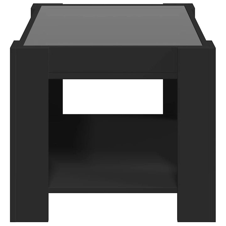 sofabord med LED-lys 73x53x45 cm konstrueret træ sort