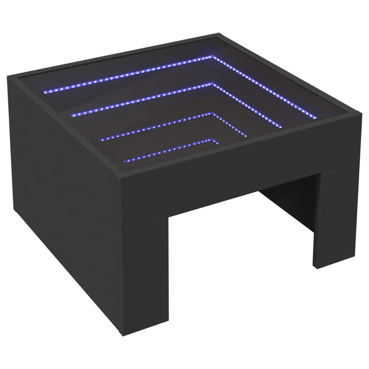 sofabord med Infinity LED-lys 50x50x30 cm sort