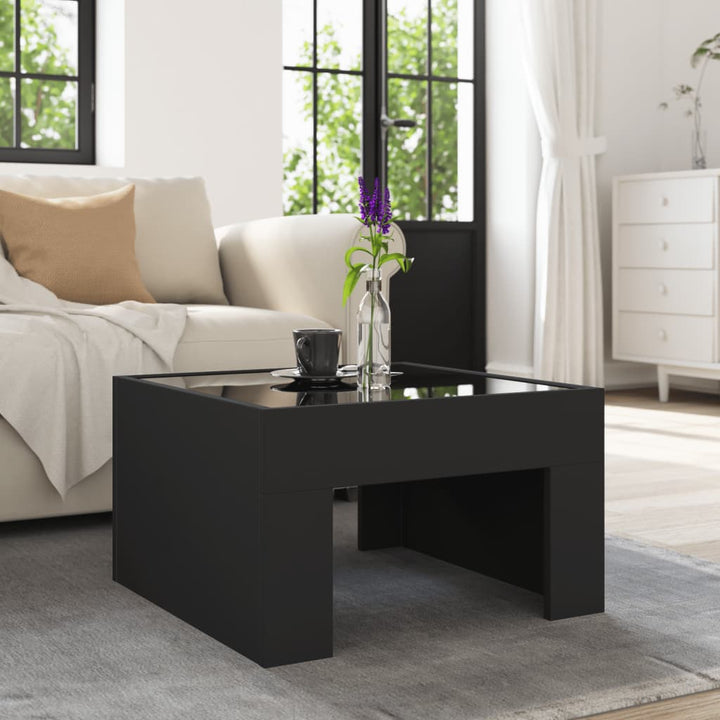 sofabord med Infinity LED-lys 50x50x30 cm sort