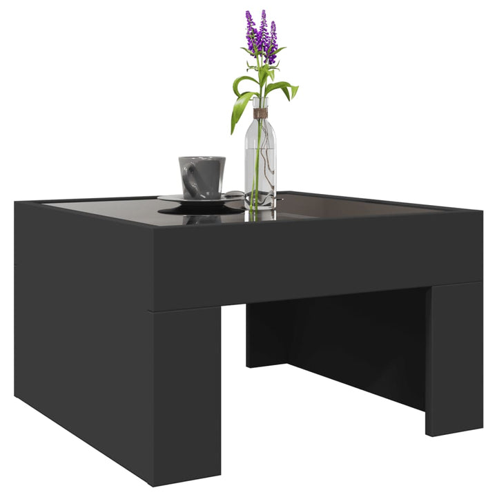 sofabord med Infinity LED-lys 50x50x30 cm sort