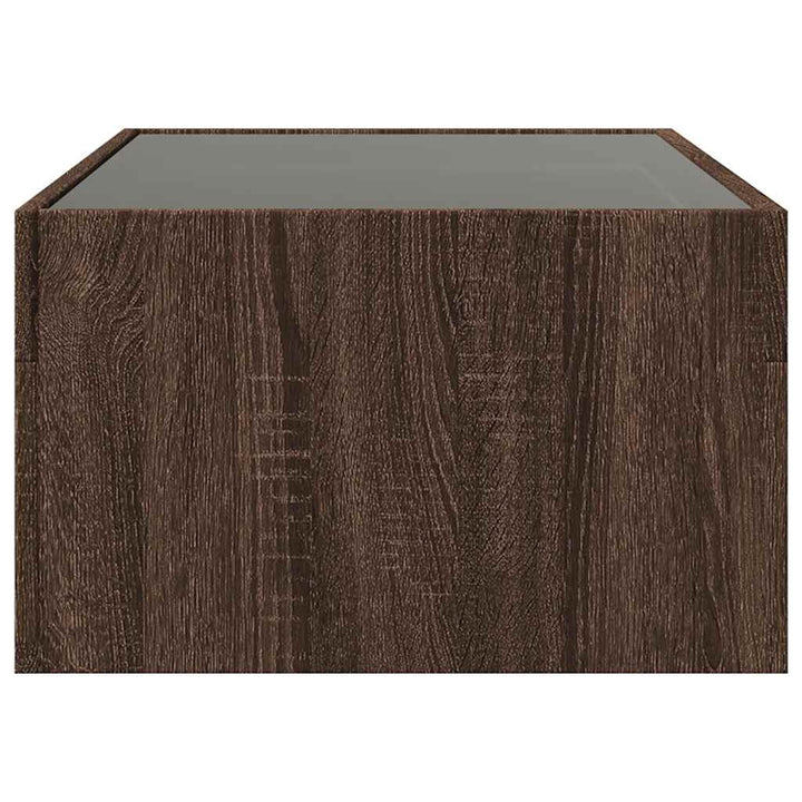 sofabord med Infinity LED-lys 90x50x30 cm brun egetræsfarve