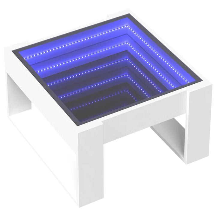 sofabord med Infinity LED-lys 50x53x30 cm hvid