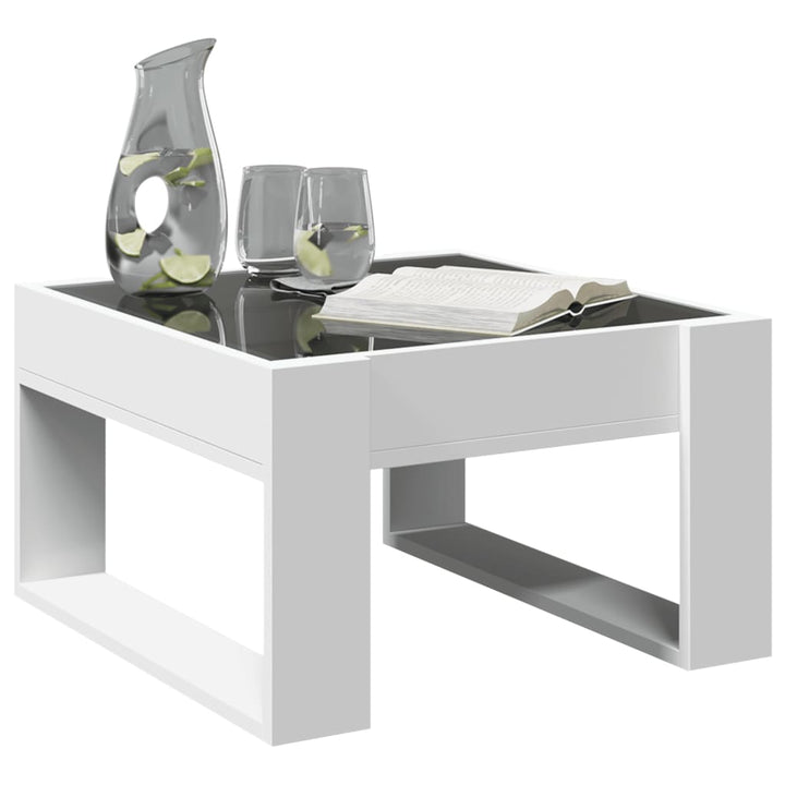 sofabord med Infinity LED-lys 50x53x30 cm hvid