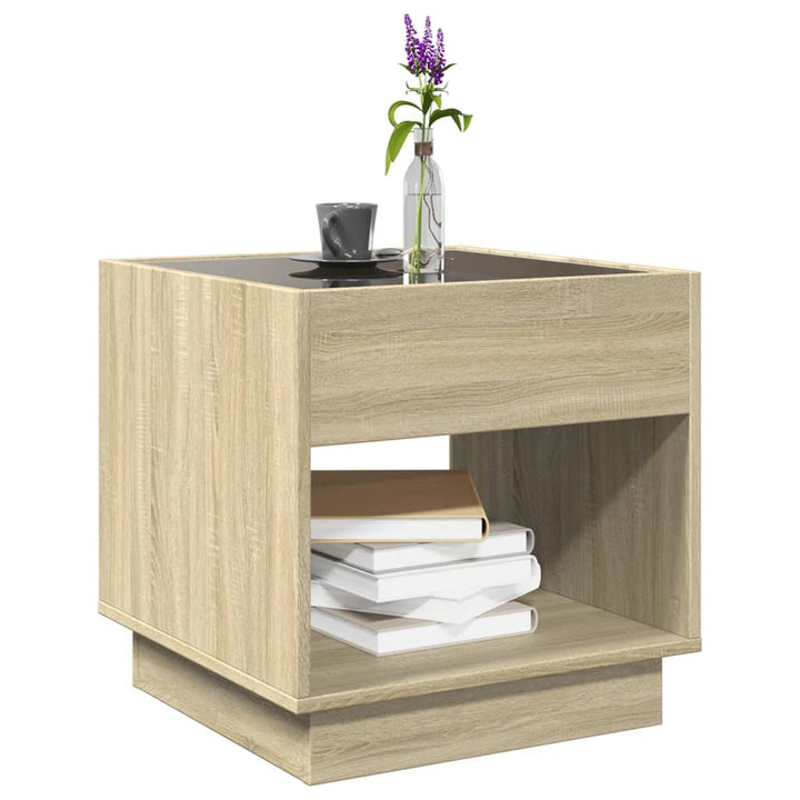 sofabord med Infinity LED-lys 50x50x50 cm sonoma-eg