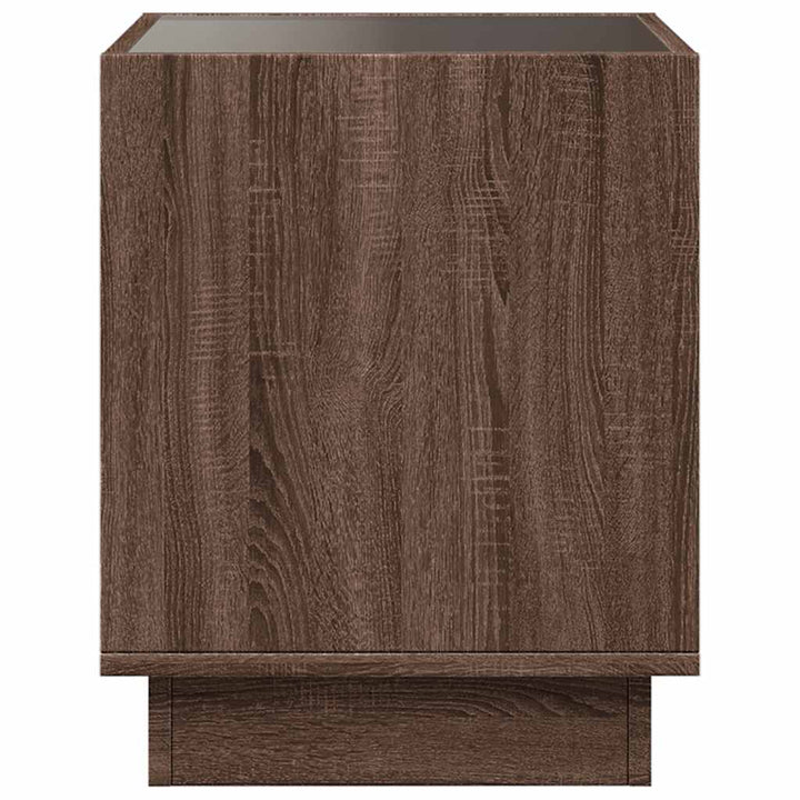 sofabord med Infinity LED-lys 50x50x50 cm brun egetræsfarve