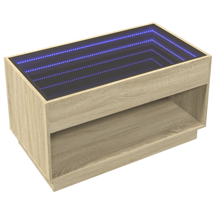 sofabord med Infinity LED-lys 90x50x50 cm sonoma-eg