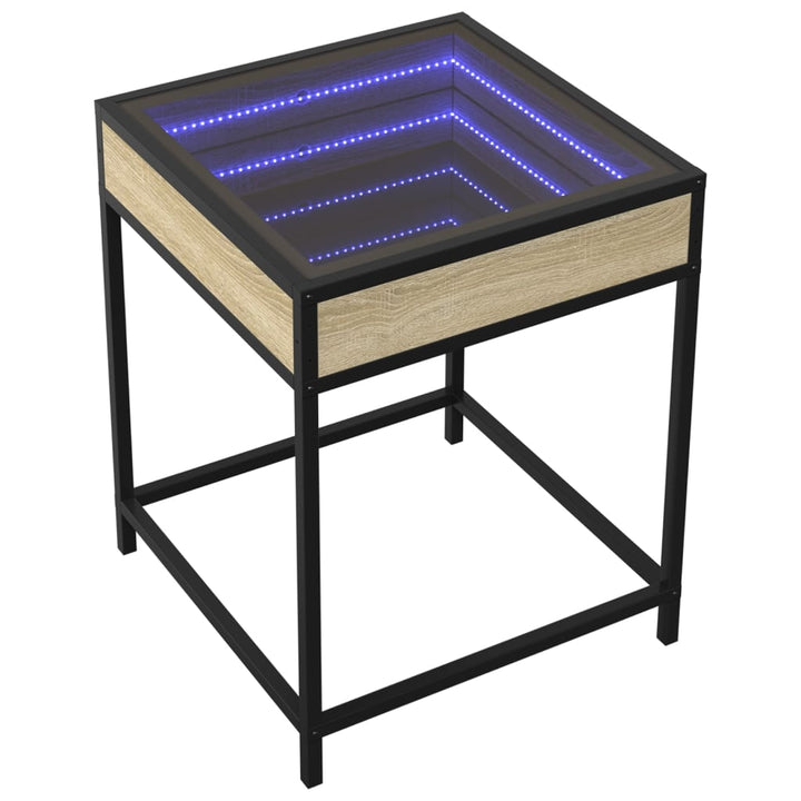 sofabord med Infinity LED-lys 40x40x51 cm sonoma-eg