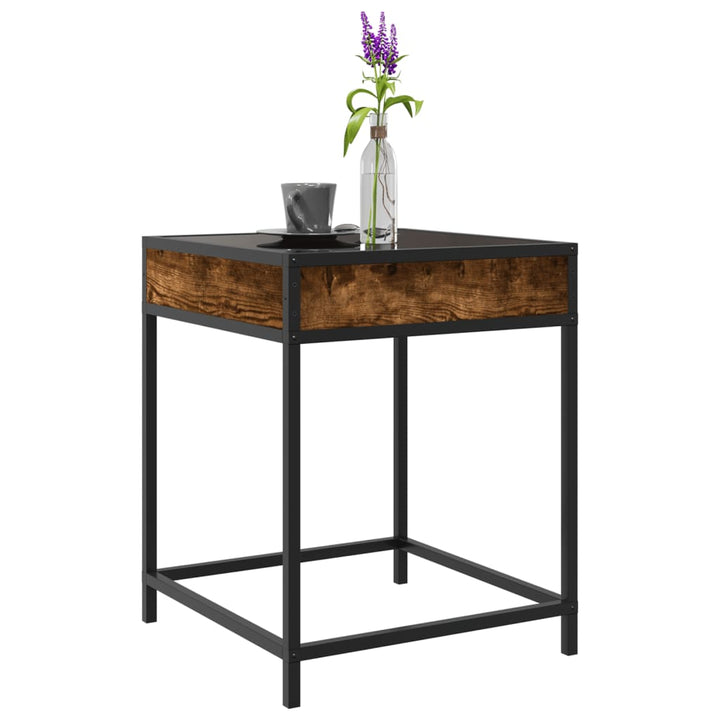 sofabord med Infinity LED-lys 40x40x51 cm røget egetræsfarve
