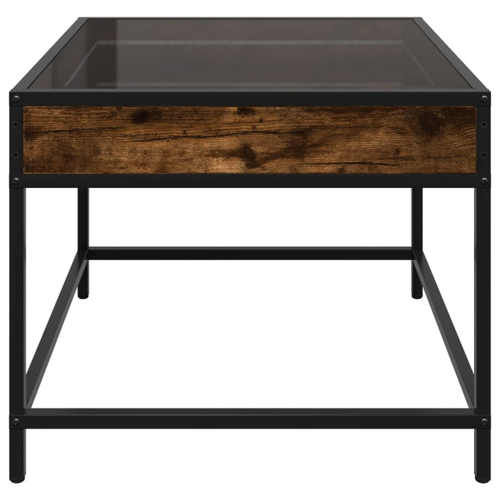 sofabord med Infinity LED-lys 50x50x41 cm røget egetræsfarve