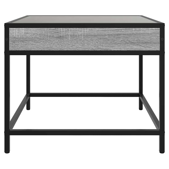 sofabord med Infinity LED-lys 50x50x41 cm grå sonoma-eg