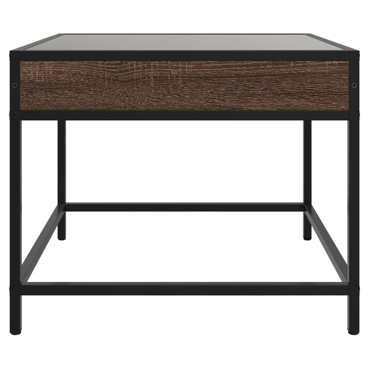 sofabord med Infinity LED-lys 50x50x41 cm brun egetræsfarve