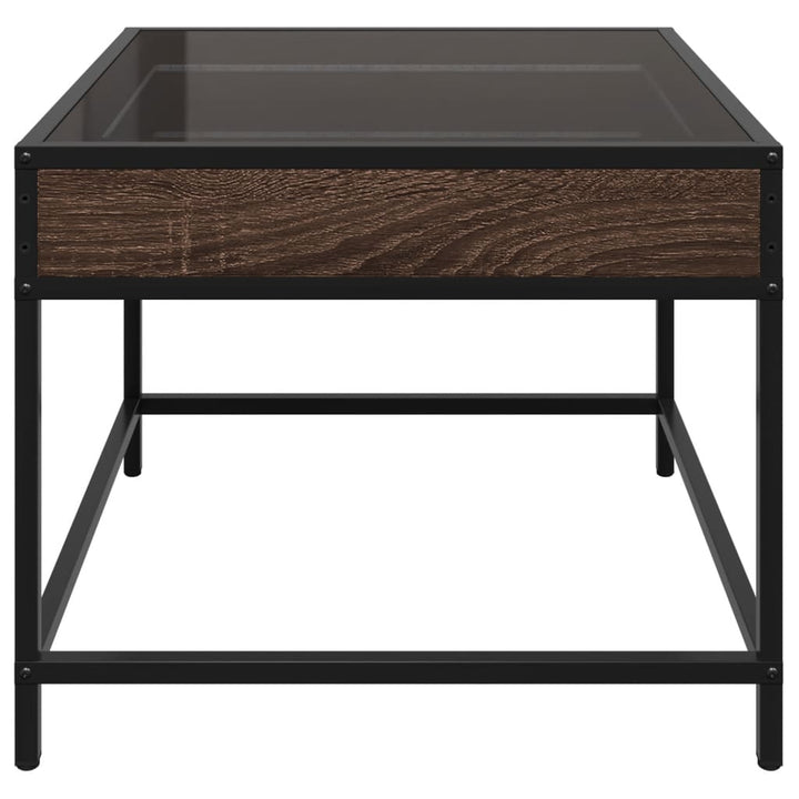sofabord med Infinity LED-lys 50x50x41 cm brun egetræsfarve