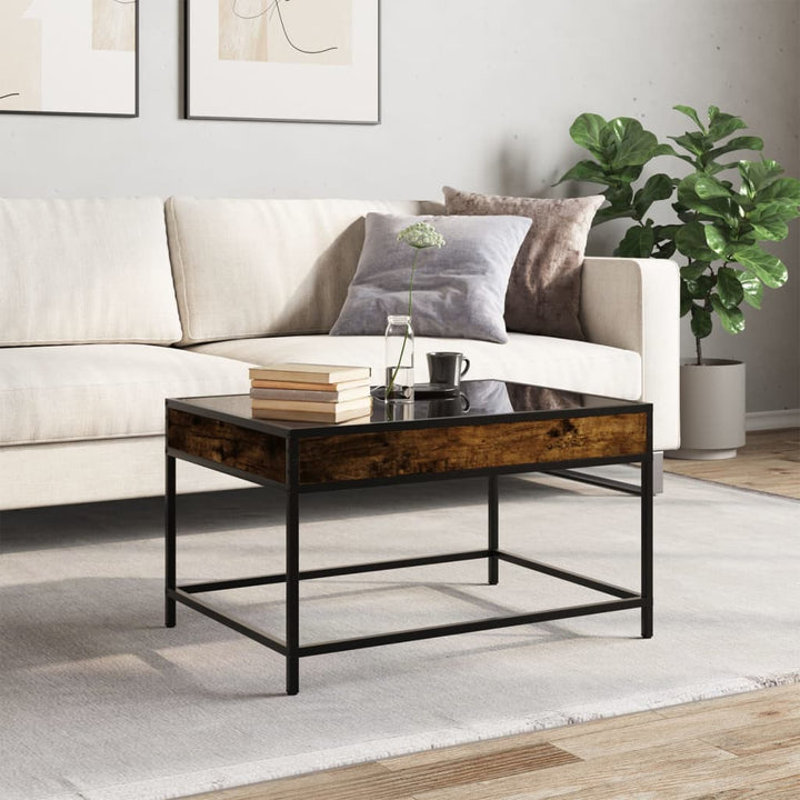 sofabord med Infinity LED-lys 70x50x41 cm røget egetræsfarve