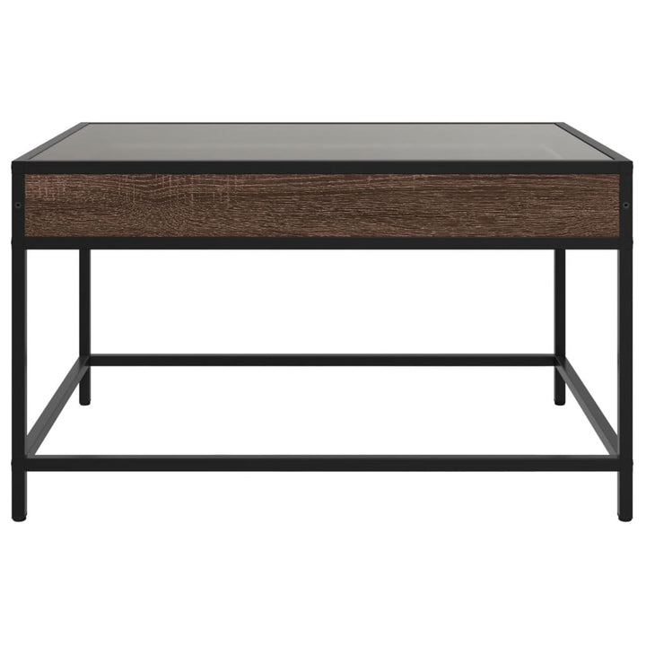 sofabord med Infinity LED-lys 70x50x41 cm brun egetræsfarve