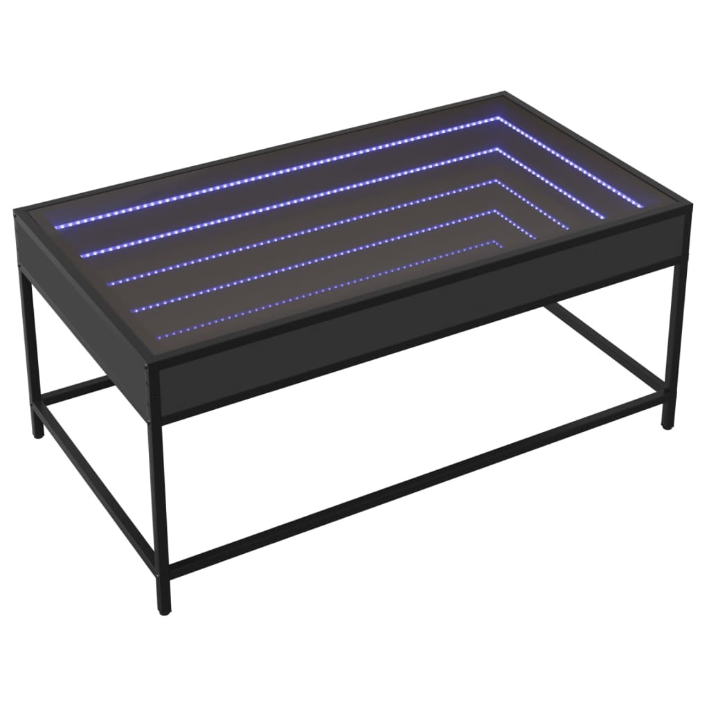 sofabord med Infinity LED-lys 90x50x41 cm sort