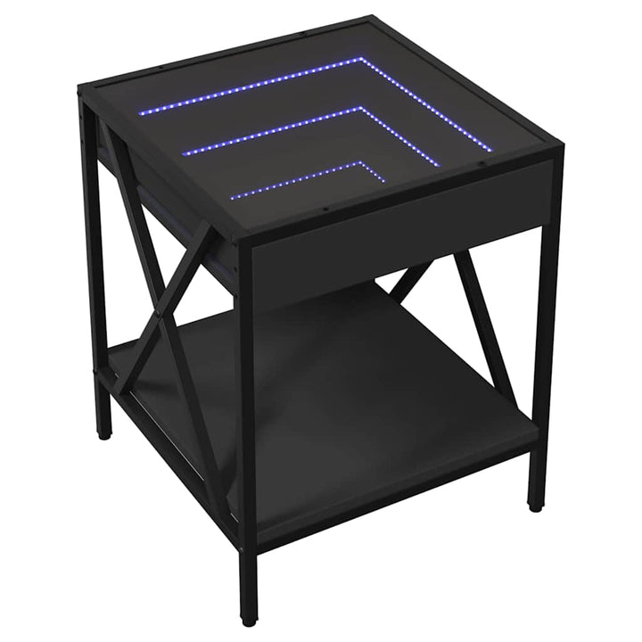 sofabord med Infinity LED-lys 40x40x49 cm sort
