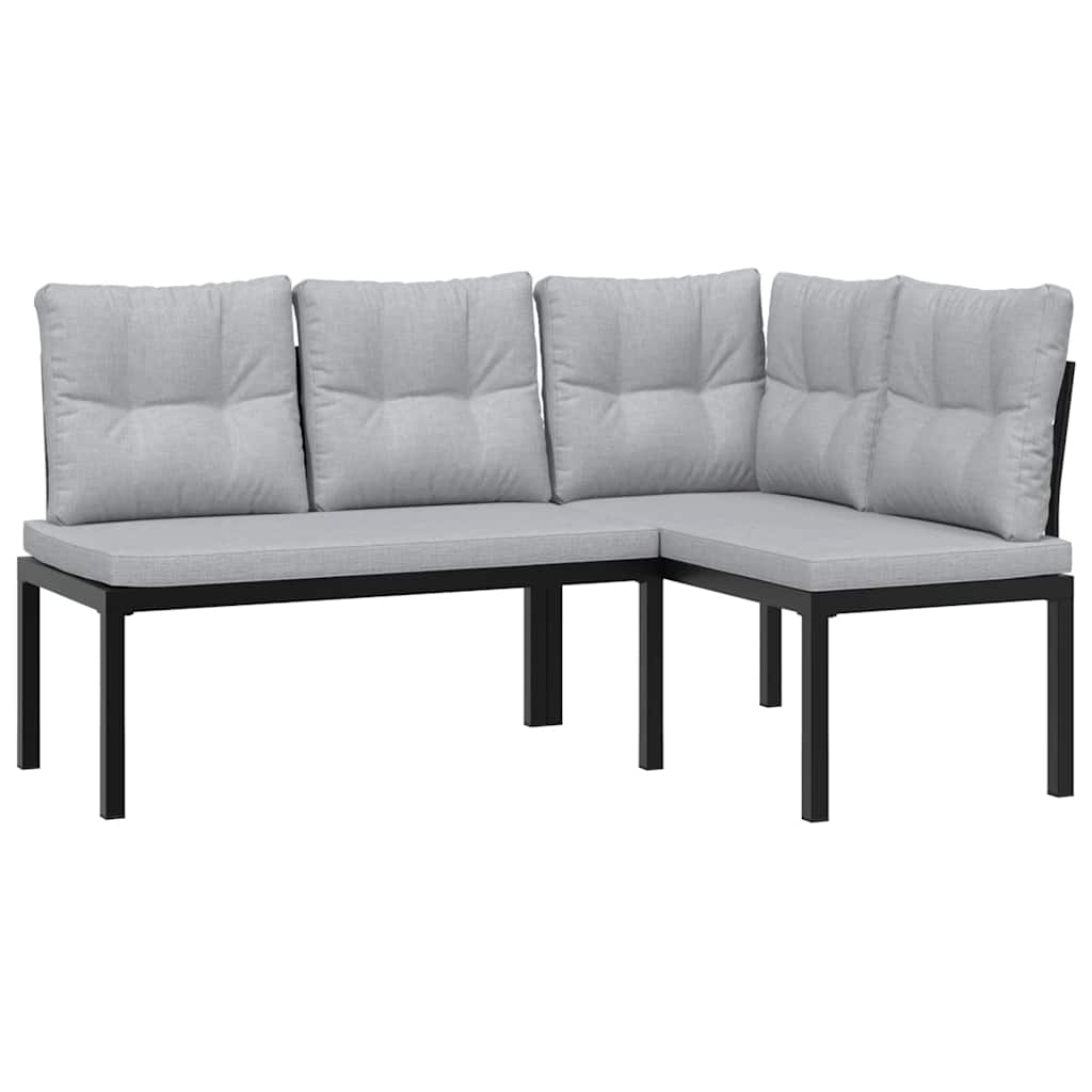 sofasæt til haven 5 dele med hynder pulverlakeret stål sort