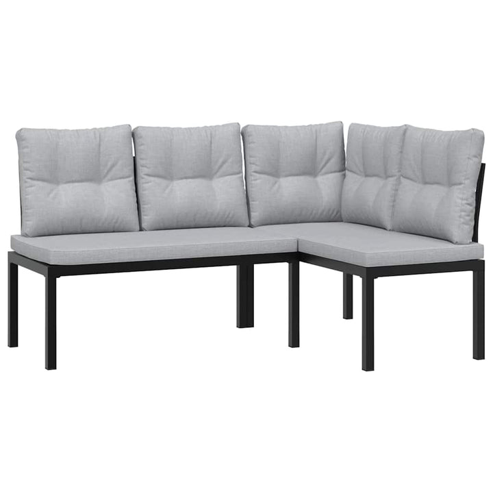 sofasæt til haven 5 dele med hynder pulverlakeret stål sort