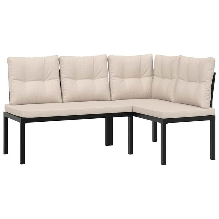 sofasæt til haven 4 dele med hynder pulverlakeret stål sort