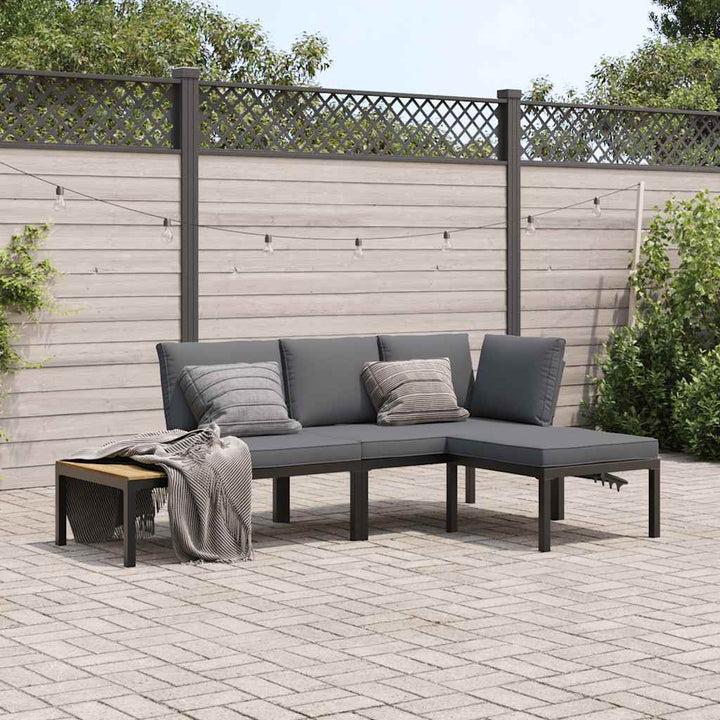 sofasæt til haven 3 dele med hynder aluminium sort