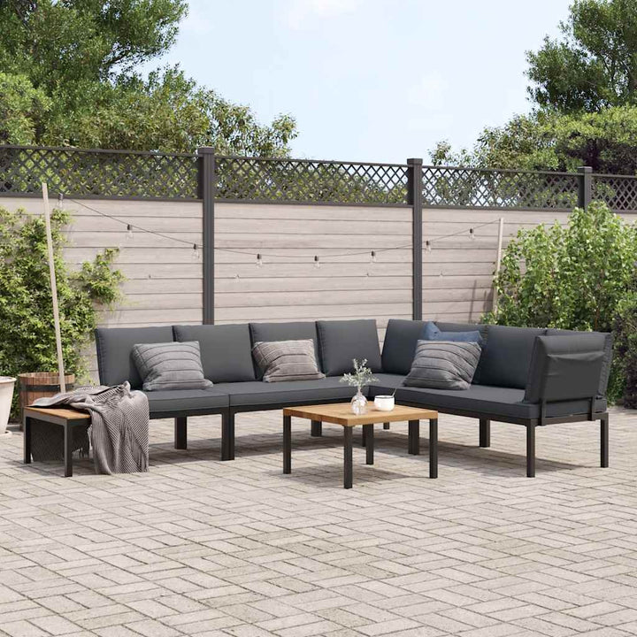 sofasæt til haven 5 dele med hynder aluminium sort