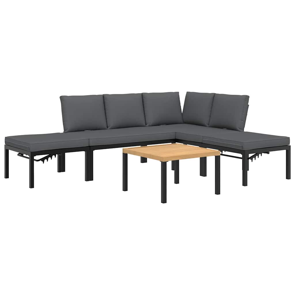 sofasæt til haven 5 dele med hynder aluminium sort