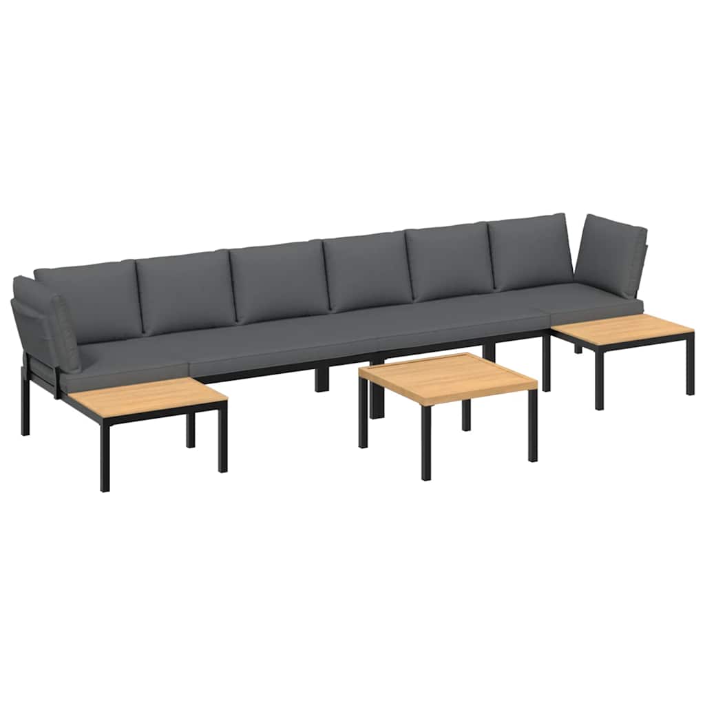 sofasæt til haven 5 dele med hynder aluminium sort