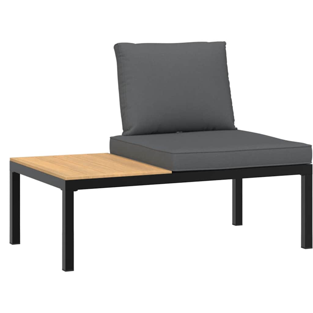 sofasæt til haven 2 dele med hynder aluminium sort