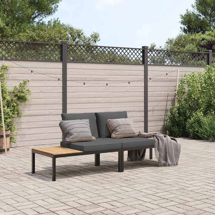 sofasæt til haven 2 dele med hynder aluminium sort
