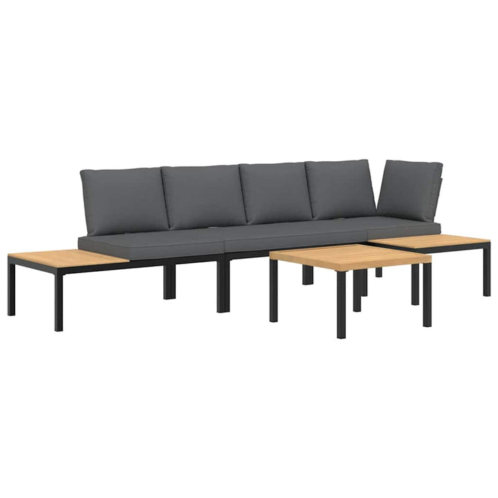 sofasæt til haven 4 dele med hynder aluminium sort