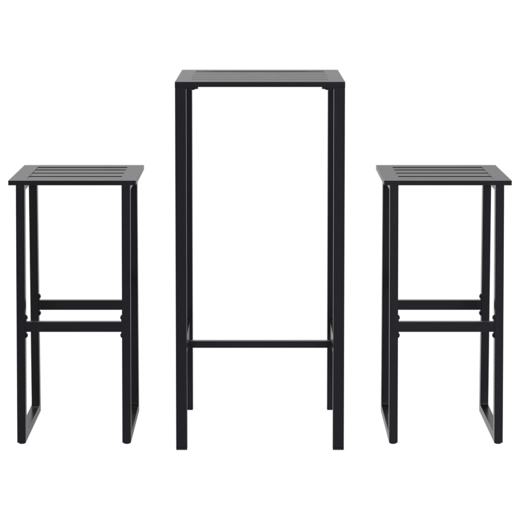 barsæt til haven 3 dele pulverlakeret stål sort