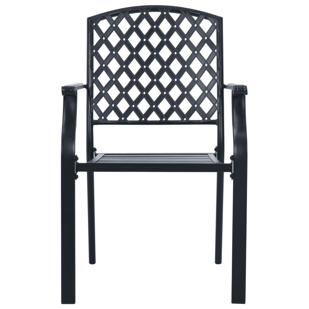 udendørs møbelsæt 5 dele stabelbar pulverlakeret stål antracit
