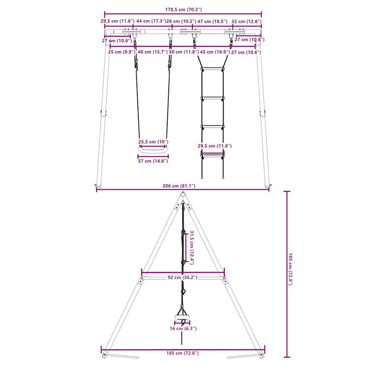 gyngesæt med gynge og stige