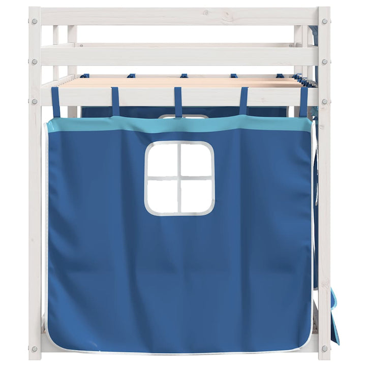 køjeseng med gardiner 80x200 cm massivt fyrretræ blå