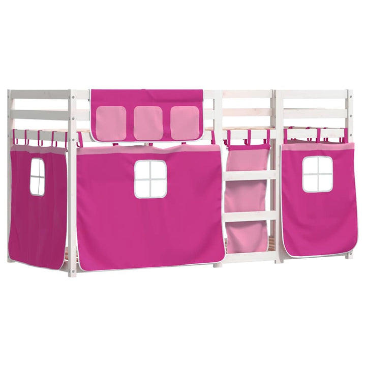 køjeseng med gardiner 80x200 cm massivt fyrretræ pink