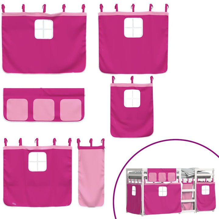 køjeseng med gardiner 80x200 cm massivt fyrretræ pink