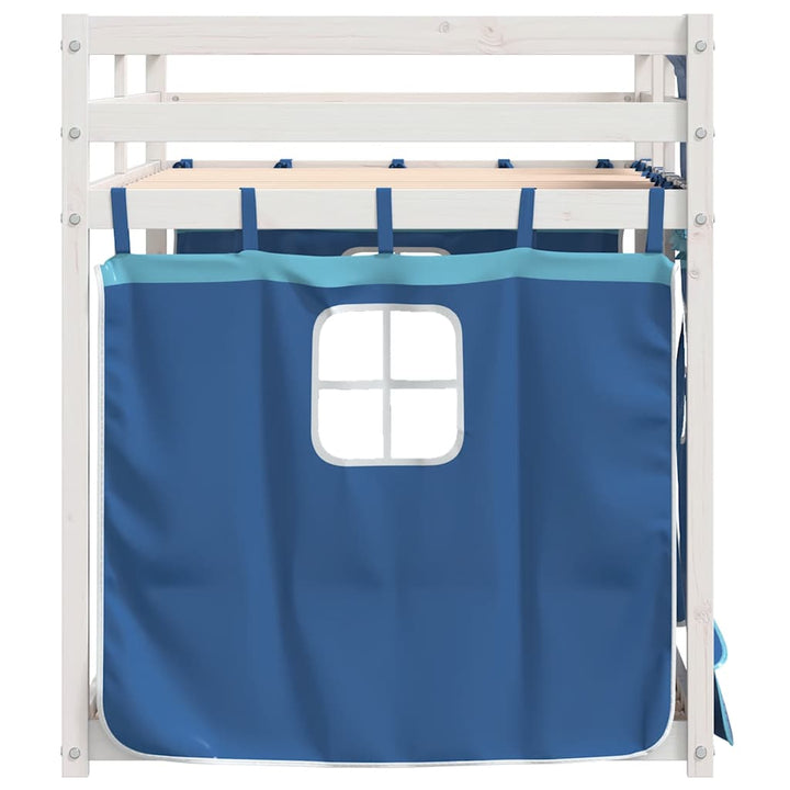 køjeseng med gardiner 75x190 cm massivt fyrretræ blå