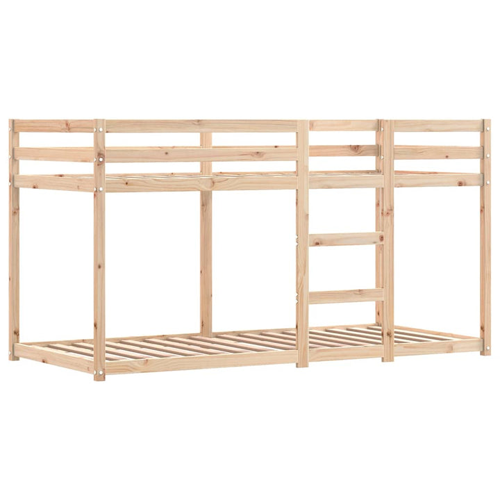 køjeseng med gardiner 90x190 cm massivt fyrretræ hvid og sort