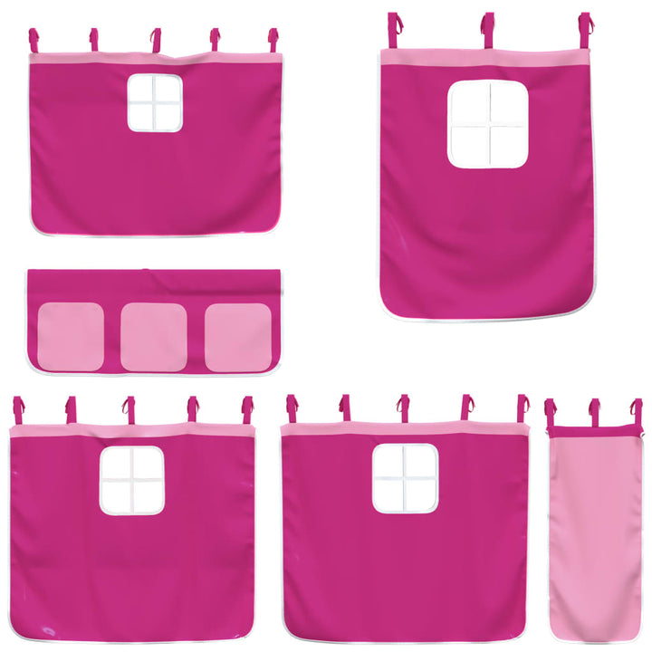 køjeseng med gardiner 90x200 cm massivt fyrretræ pink