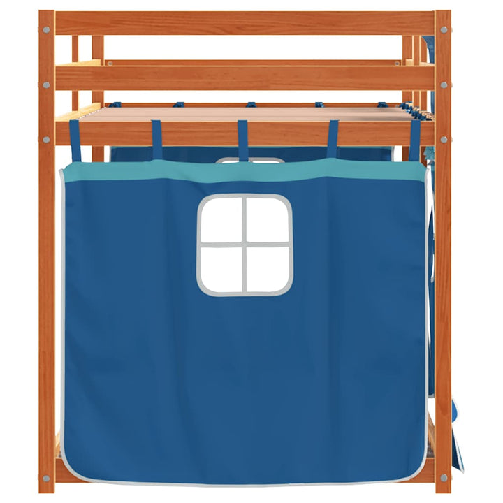 køjeseng med gardiner 90x190 cm massivt fyrretræ blå