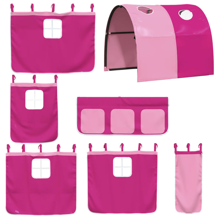 køjeseng med gardiner 80x200 cm massivt fyrretræ pink