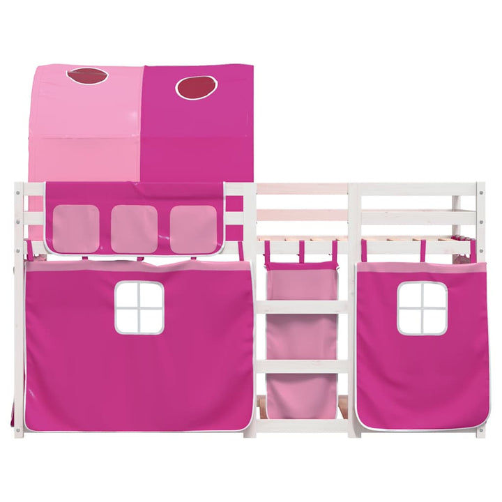 køjeseng med gardiner 75x190 cm massivt fyrretræ pink