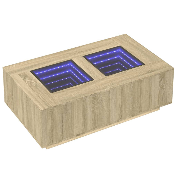 sofabord med Infinity LED-lys 116x69x40 cm sonoma-eg