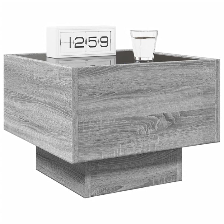 sofabord med Infinity LED-lys 40x40x30 cm grå sonoma-eg